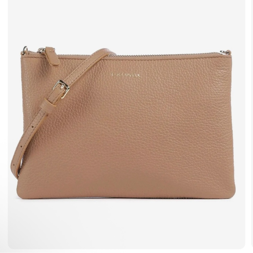Crossbody Leather Clutch - Taupe